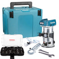 Makita DRT50ZJ 18V Brushless 1/4 Router Trimmer Case + 12 Pcs Router Cutter Set