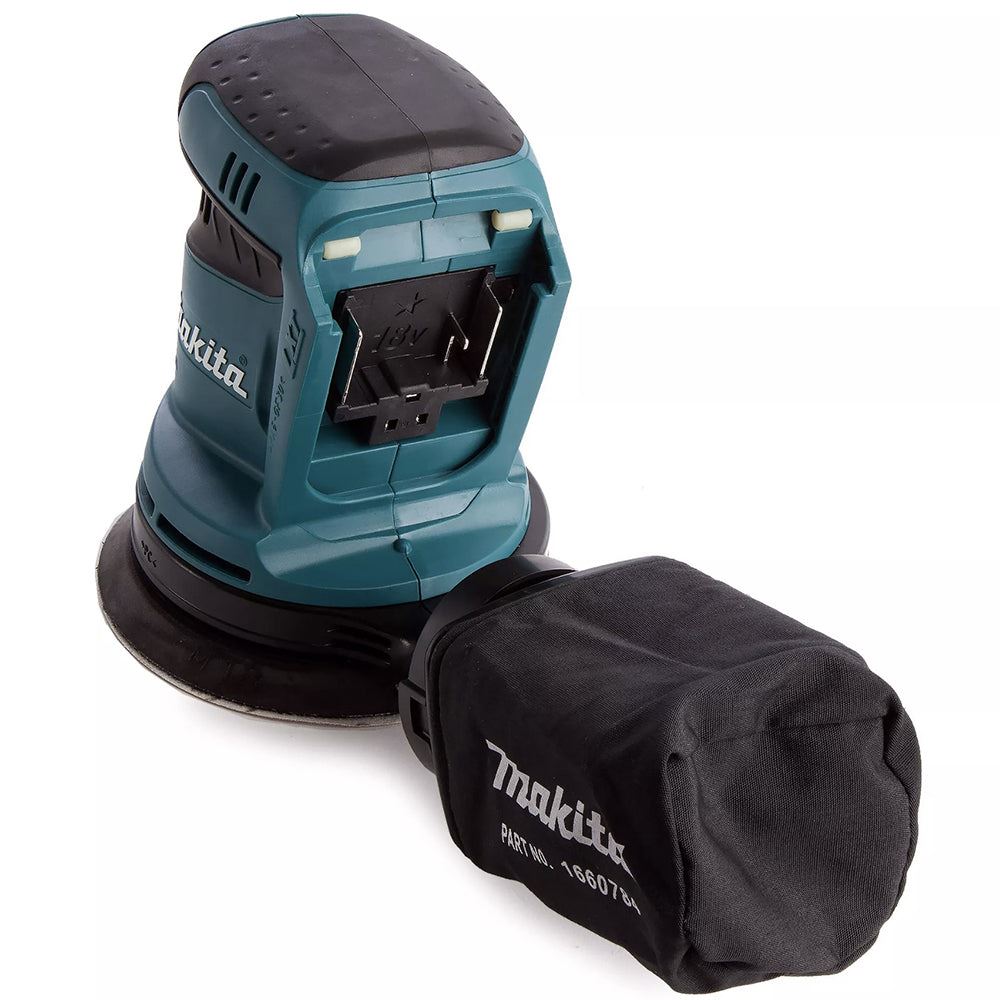 Makita DBO180Z 18V 125mm Random Orbit Sander with 20 Abrasive Sanding Discs 40G/60G